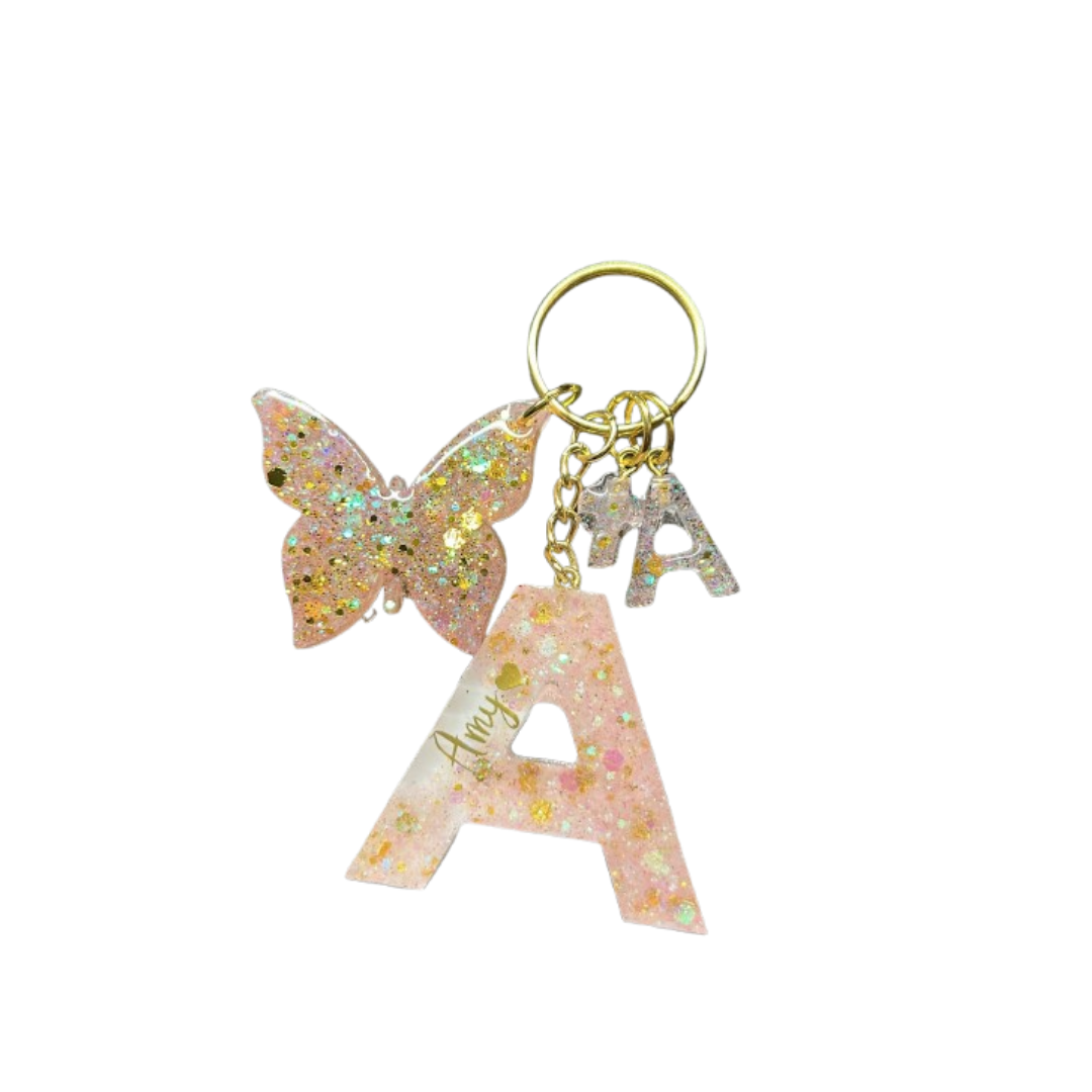 Baby Pink and Gold Keychain