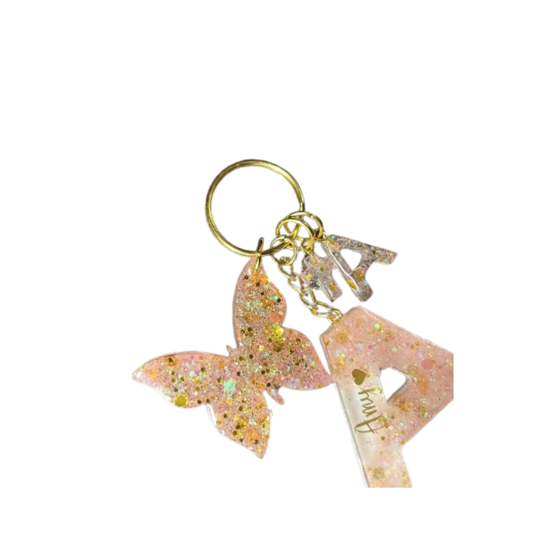 Baby Pink and Gold Keychain