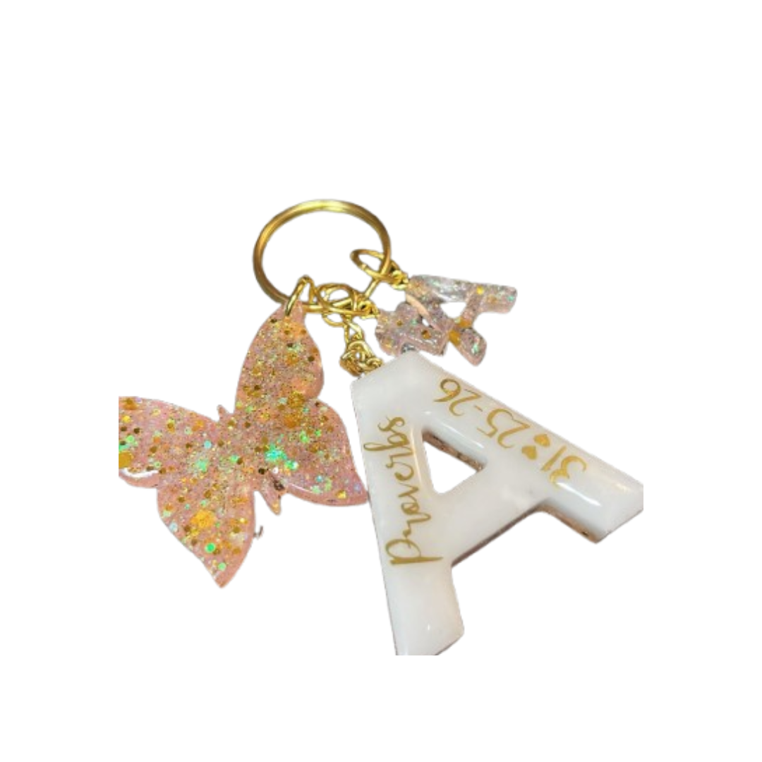 Baby Pink and Gold Keychain