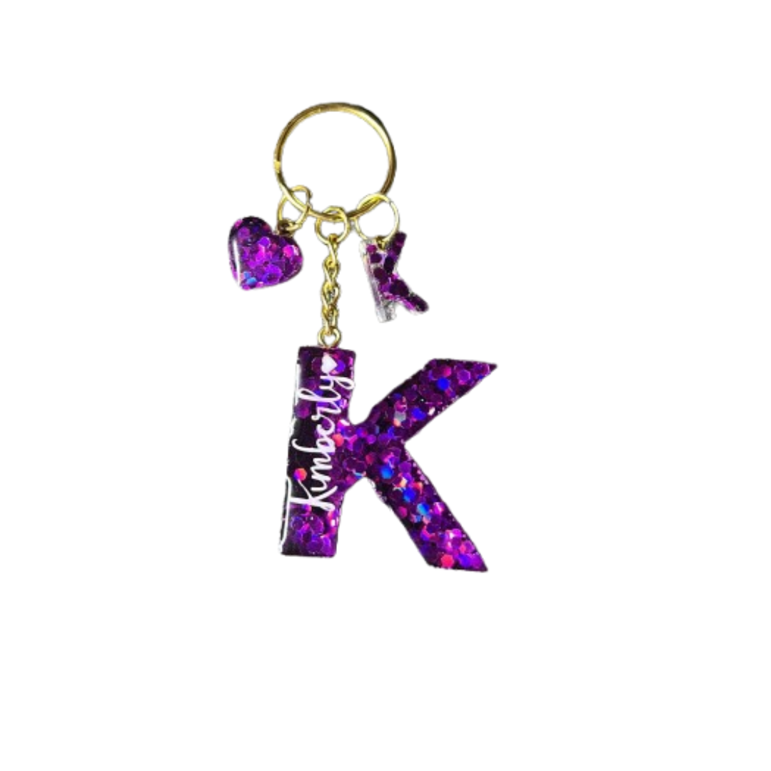 Purple Glitter Keychain